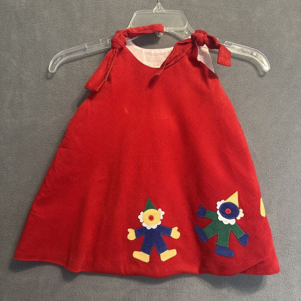 Vintage Chocolate Soup Circus Clown Corduroy Jumper Dress Size 4T Red USA‎ Made